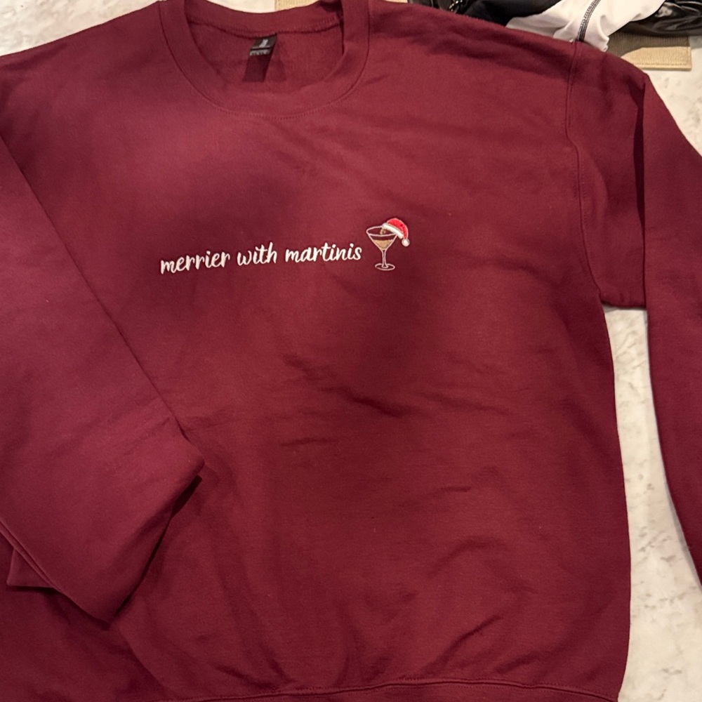 Women’s Red Sweater - 'Merrier with Martinis'